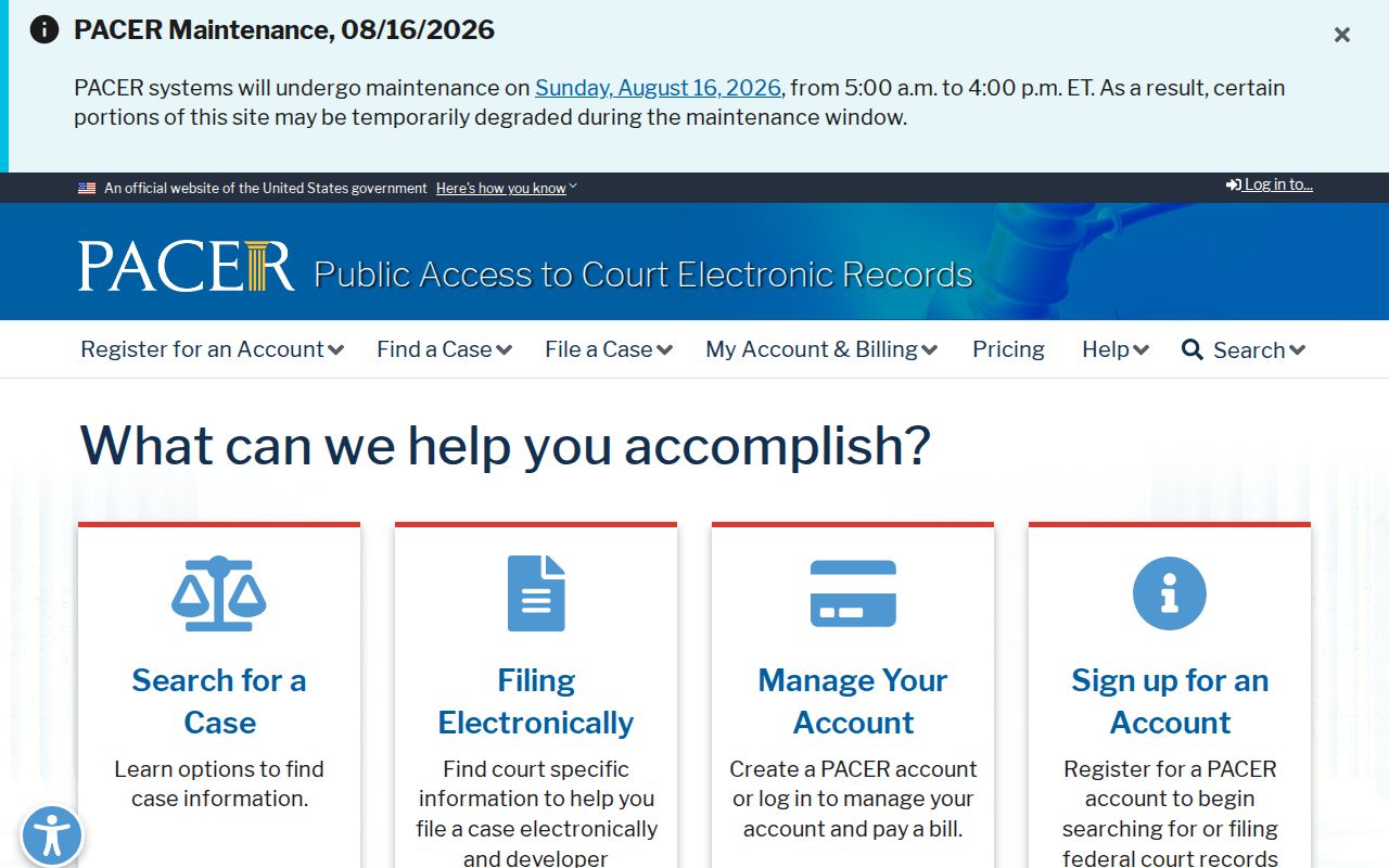 Boone County federal court case lookup through PACER
