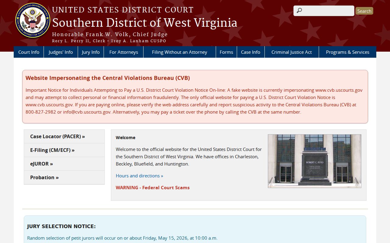 Boone County federal criminal case court in the Southern District of West Virginia