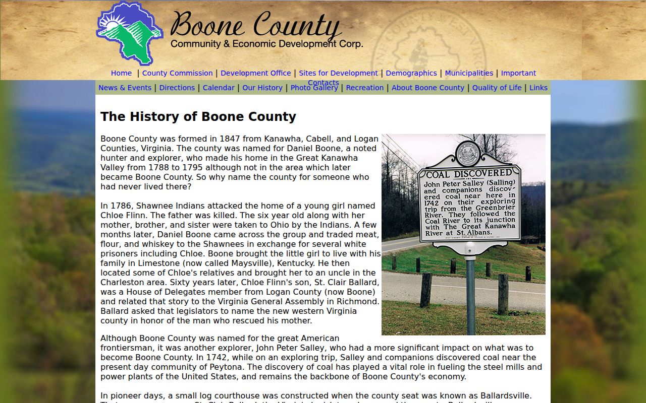 Boone County official courthouse history page